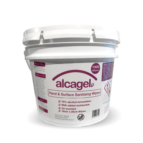 Alcagel® 70% Alcohol Hand & Surface Wipes (18 x 20cm) - Bucket of 1000