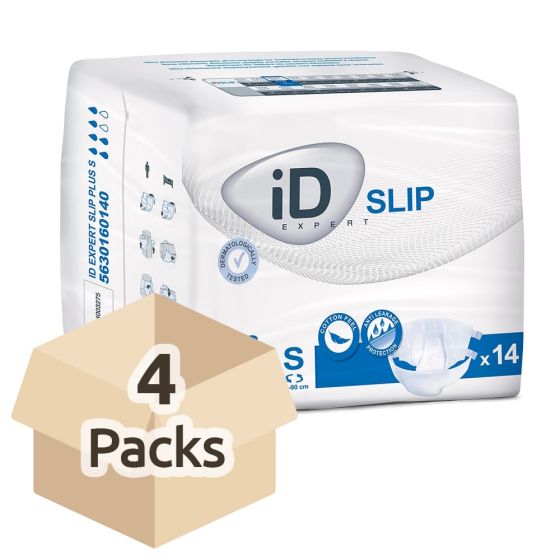 iD Expert Slip Plus - Small (Cotton Feel) - Carton - 4 Packs of 14