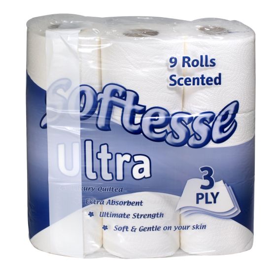 SOFTESSE ULTRA SOFT SCENTED Toilet Rolls 3Ply - 5 Packs of 9 (45 Rolls)