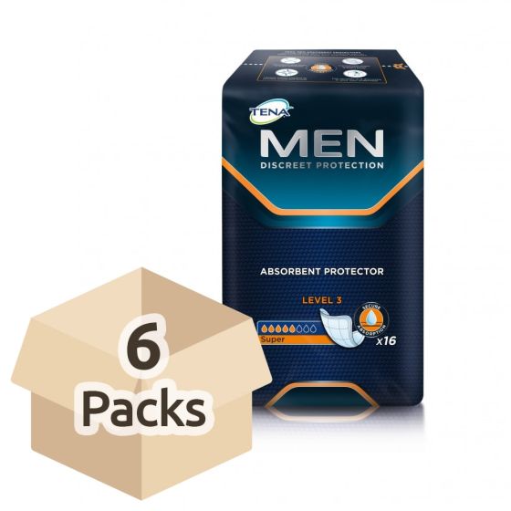 TENA Men Absorbent Protector - Level 3 - Case Saver - 6 Packs of 16