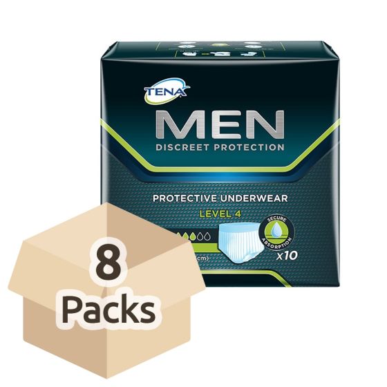 TENA Men Protective Underwear - Level 4 - Case Saver - 8 Packs of 10