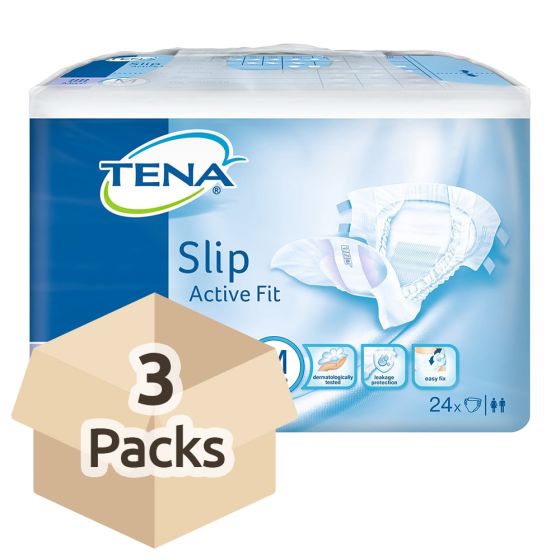 TENA Slip Active Fit Maxi (PE Backed) - Medium - Case Saver - 3 Packs of 24