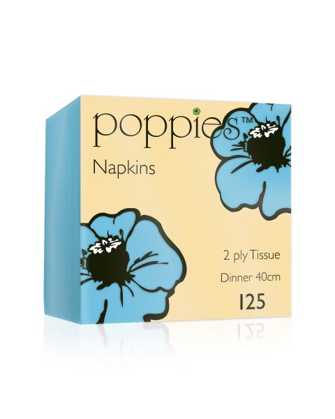 Baby Blue 2-Ply Serviettes/Napkins - 2000 sheets - 33x33cm