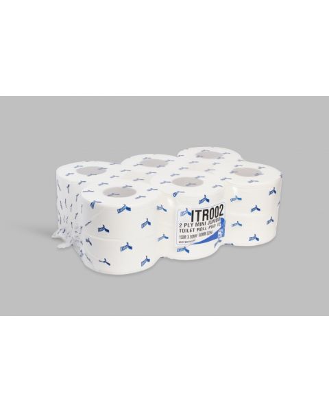 Esfina Mini Jumbo Toilet Roll -  White 2 Ply - 3" core - 150 Meters - Pack of 12 Rolls