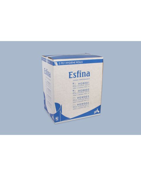 Esfina 2-ply 10'' Hygiene Roll - White - Case of 18