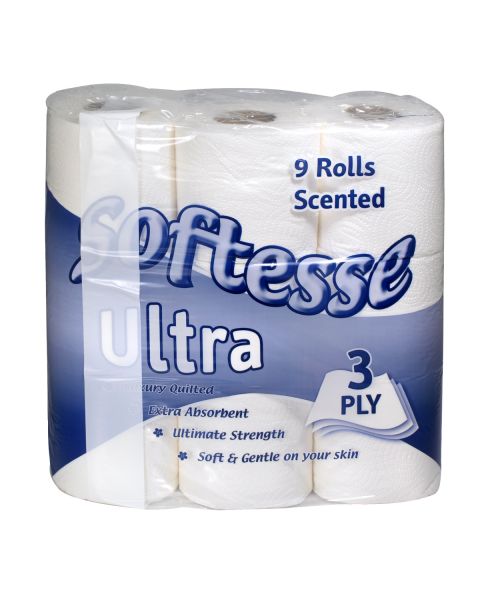 SOFTESSE ULTRA SOFT SCENTED Toilet Rolls 3Ply - 5 Packs of 9 (45 Rolls)